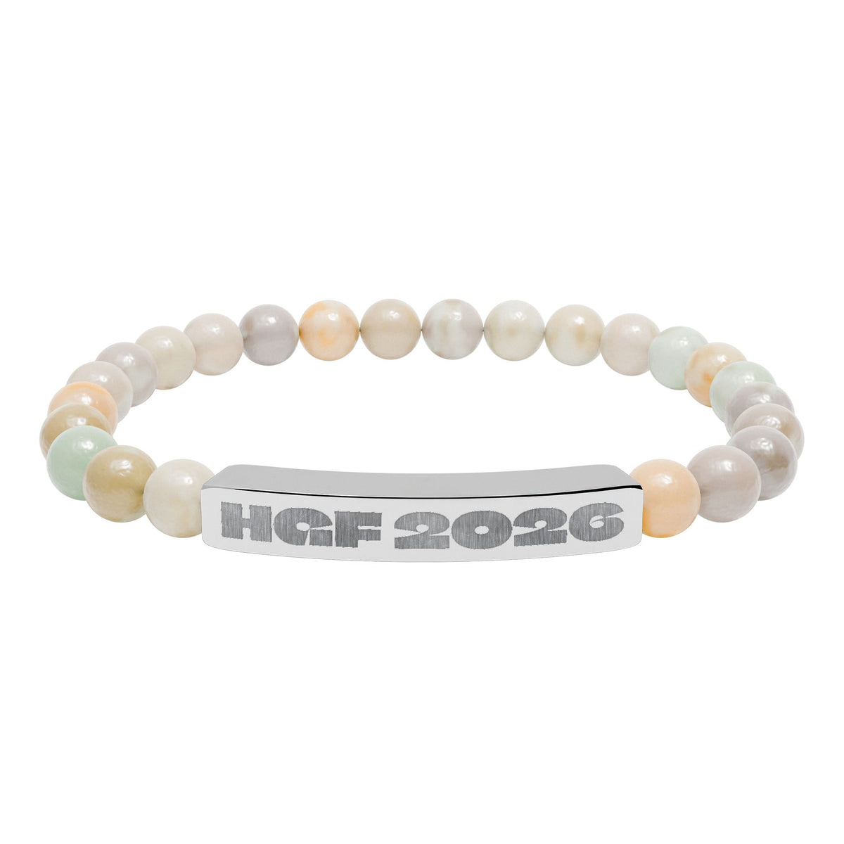 HGF 2026 Natural Stone Stretch Bar Bracelet (Engraving)