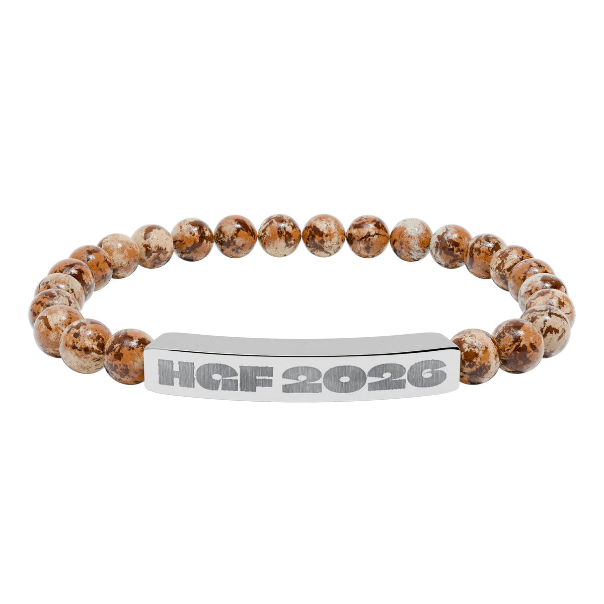 HGF 2026 Natural Stone Stretch Bar Bracelet (Engraving)