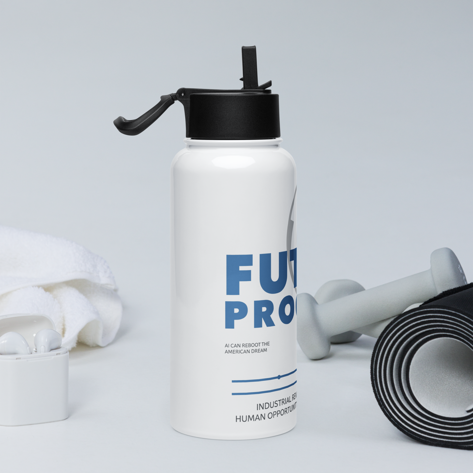 HGF | Stainless steel water bottle with a straw lid