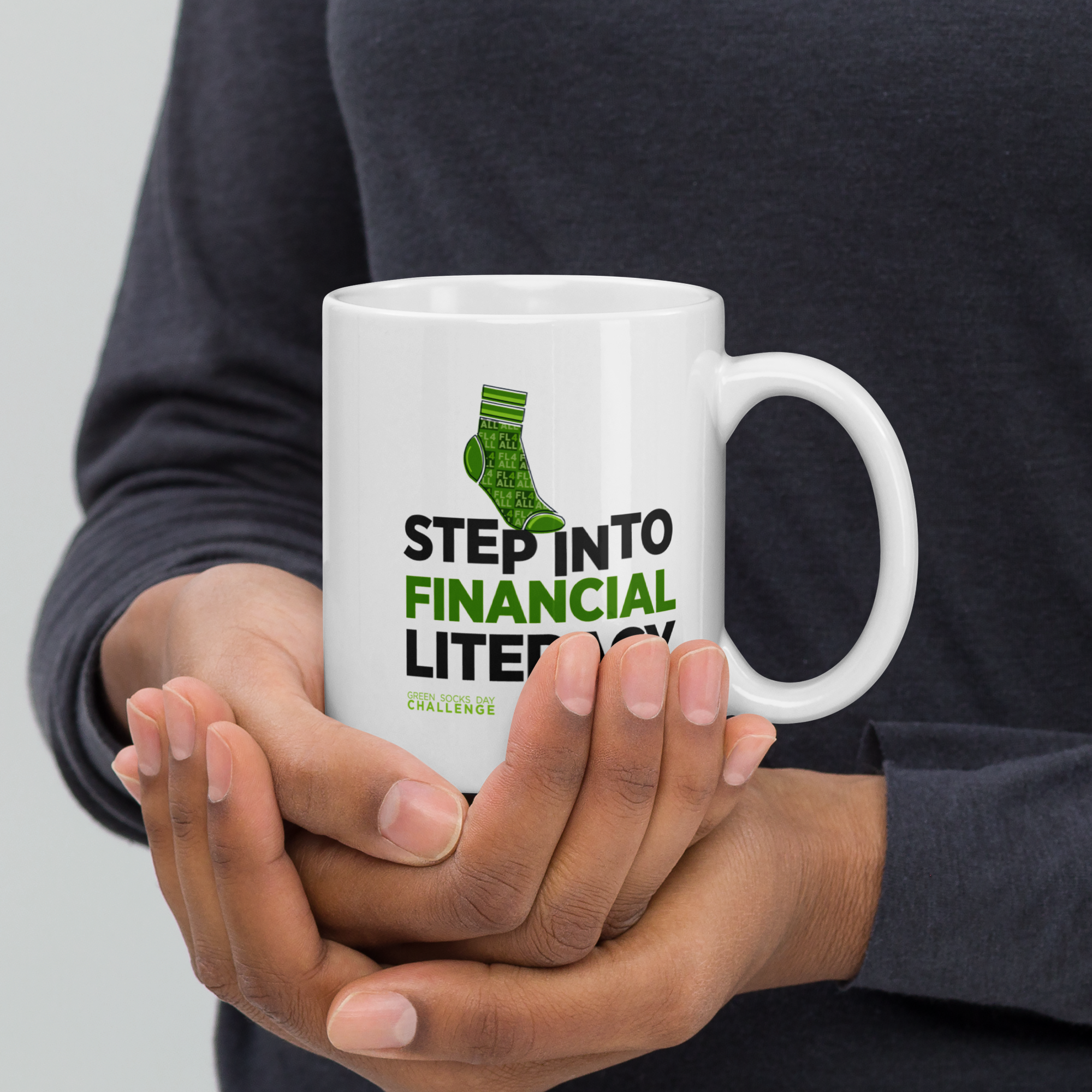 Green Sock Day White Glossy Mug